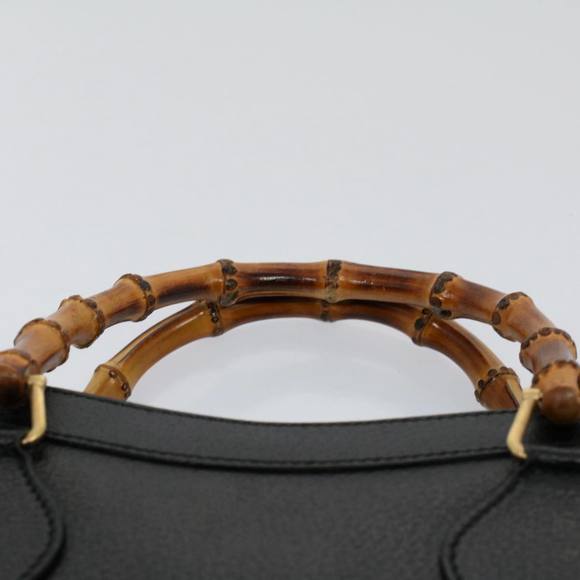GUCCI Bamboo Hand Bag Leather Black 002 2853 0260 0 Auth bs9832 - Picture 8 of 16